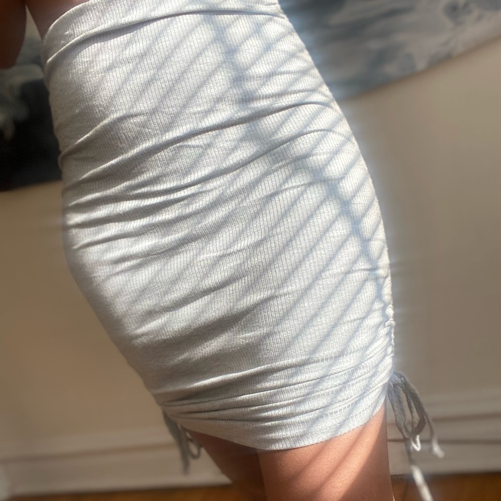 Ribbed Gray ruched Skirt
